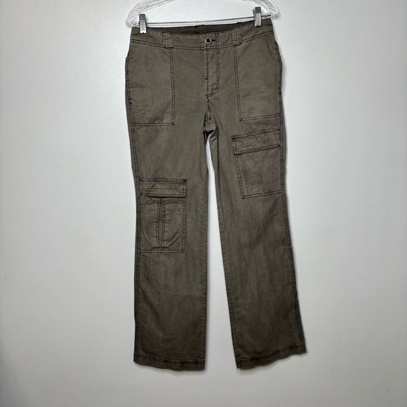 Free People The Thing Is Low-Rise Utility Pants Green Cargo Pockets Boho Sz 4. - Picture 3 of 13